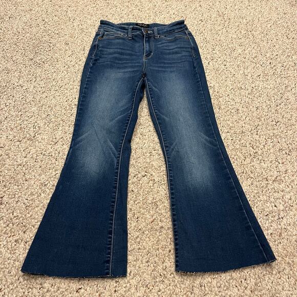 Judy Blue Flare Jeans Sz 3/26 Denim Dark Wash 24 Inseam Stretch Comfort - Picture 1 of 6